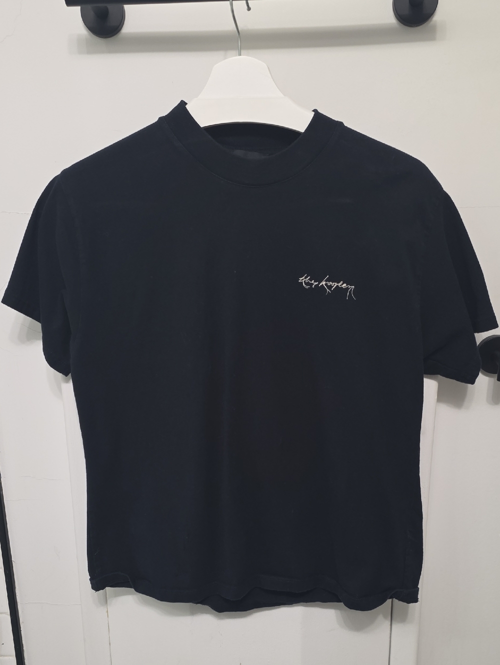 The Kooples Black Tee with Script Chest Detail